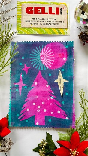 Gelli Arts® Gel Printing on Instagram: "✨ Every day, @paisley_art_workshops looks out at the Christmas tree in her garden… and this season, it’s become a source of light and sparkles 🌲✨ “I get so much inspiration from the natural world - from the plants and trees I see through the window of my garden studio.” 🎨 Using her Gelli Arts® Printing Plate, @goldenpaints Acrylics, and handmade stencils, she turns that everyday inspiration into her prints. 💌 If you’re still thinking about sending somet