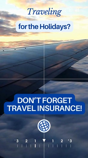 🚨 For those with big Holiday plans, we’ve got an equally big reminder 🚨 Before you travel, it’s a smart idea to get travel insurance. While this is especially true if you’re traveling internationally, it’s still important to do so domestically. (Just think of all of the travel snafus the last year has brought!) You can’t control the weather, ⛈️ the airlines, ✈️ or those pesky last minute viruses 🤒 – but you can ensure you don’t lose all the money you put down for your holiday vacation! That s