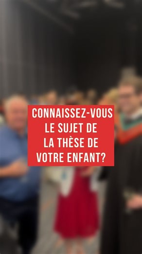 🎓 « Connaissez-vous le sujet de la thèse de votre enfant ? » On a posé la question aux parents des diplômé·e·s des cycles supérieurs… Un court vox pop rempli de fierté, d’humour et d’admiration pour ces parcours remarquables. 💬✨ | Polytechnique Montréal