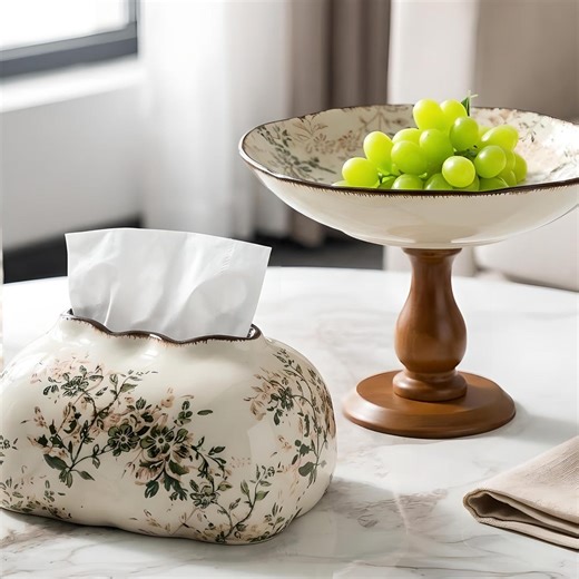 Floral Ceramic Tissue Box Cover Vintage Home Decor Elegant Bathroom Living Room Accent - Etsy