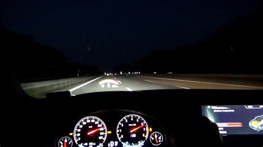 High-speed night drive in a BMW M6 at Autobahn