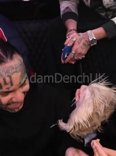Moment @6ix9ine takes off his wig and gives #adinross a lapdance to their hit song 'Bacon' #6ix9ine #adinross #stevewilldoit #bacon