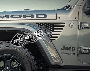 AnyStickerYouWant - USA American Flag Fender Vent Vinyl Decal Sticker Fits & Compatible with Jeep Wrangler JL/Jeep Gladiator JT 2018+ (Any Color You Want)