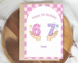 6 7 Birthday Card, Editable 7th Birthday Card Girl, Viral Meme | Instant Download Canva Template - Etsy Australia