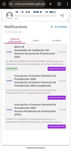 #Beca18 📲📉🗒Señores Directivos, Docentes, Padres de Familia y Alumnos de la Jurisdicción UGEL Leoncio Prado; los resultados de los APTOS a rendir el Examen Nacional de Preselección del Concurso Beca 18 - Convocatoria 2026 además también ya se pueden conocer los Locales de Evaluación, para ello les comparto un videotutorial para que puedan difundirlo y que los postulantes puedan revisar sus notificaciones a través de la Casilla electrónica SIBEC. Los postulantes podrán verificar la lista de APT