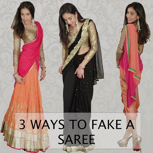 3 sneaky ways to fake a saree! #DesiGirlHacks | Glamrs