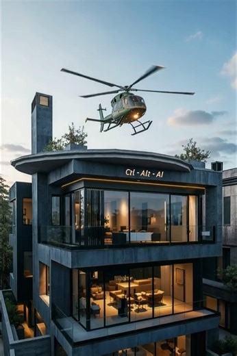 Timelapse of Incredible ultra rich luxurious home constructed with a helicopter pad.