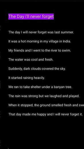 Narrative essay: The Day ill never forget