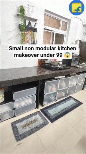small non modular kitchen makeover idea under 99 #organization #kitchen #makeover #shortsfeed
