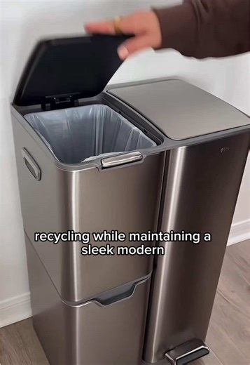 Keep your kitchen clean and organized with the GarveeHome 2 x 10.6 Gallon Stainless Steel Double Trash Can with Lid. This dual compartment trash bin makes it easy to separate waste and recycling while maintaining a sleek modern look in your kitchen. Featuring durable stainless steel construction, two large 10.6-gallon compartments, soft-close lids, odor control design, and removable inner buckets, this trash can is perfect for busy kitchens, eco-friendly homes, and organized living spaces. The s