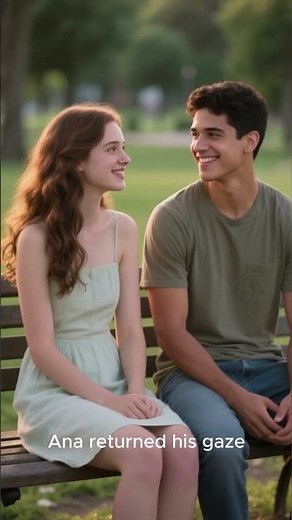 A tender romantic moment between a couple in a park