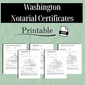 Washington State Notary Certificates – Short Form PDF | Acknowledgment, Jurat, Oath | Instant Download Notary Templates - Etsy