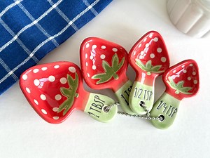 Ceramic Measuring Spoons, Strawberry Measuring Spoon Set, Measuring Cups, Baking, Cute Ceramics, Kitchen Decor, Vintage, Housewarming Gift - Etsy
