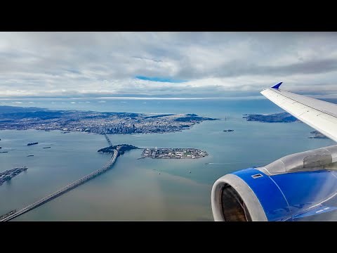 RARE Landing on 19L at SFO - With a Panoramic Flight Over San Francisco & the Bay Area - W/ ATC
