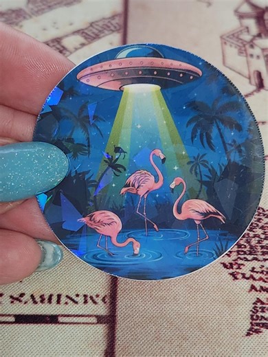 Flamingo UFO Abduction Sticker – Retro Sci-fi Art, Laptop Decal - Etsy