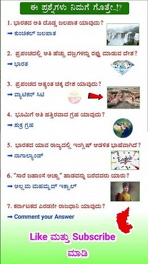 🧠PC, PSI, and All Competitive Exams Useful Kannada Gk Questions / Kannada General knowledge Quiz