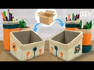DIY 💖 I make money selling it | How to MADE A WONDERFUL pen holder from cardboard, yarn, and scraps