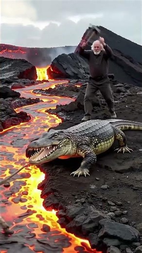 Crocodile Drag Goat To Volcano – Old Man Strike To Save..