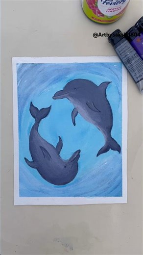 Dolphin painting in progress!🐬🌊 #art #shorts #dolphin