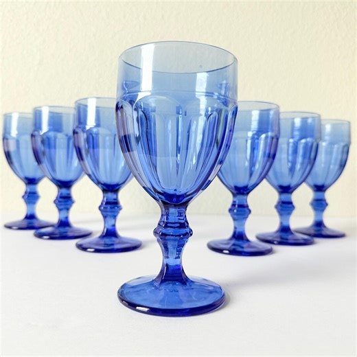 Vintage Libbey Gibraltar Duratuff Cobalt Blue Water Goblets Set - Set of 7 - Etsy