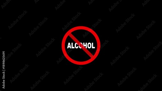 No Alcohol Allowed Icon Animation, Alcohol Prohibited Symbol, Safety Restriction Sign