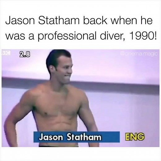 829K views · 3.8K shares | Back when Jason Statham had hair, he used to be a professional diver.  #TBT (: Instagram/cinema.magic) | theScore | Facebook
