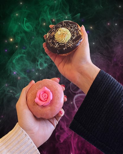 Catch the Enchanted Duo while you can or watch them vanish into thin air! 🪄 Here for a limited time only, at participating locations while supplies last | Duck Donuts