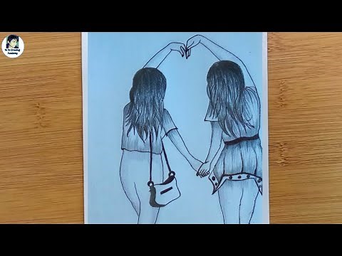 How to Draw Two Best Friends Holding Hands - Step by Step || Best friends ❤ pencil Sketch Tutorial