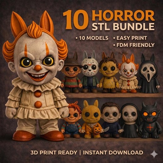 Horror Chibi STL Bundle, 10 Monster 3D Printable Figures (instant Download) - Etsy