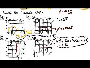 6 variable Karnough Map examples | شرح عربي وحل مسائل خارطة كارنوف