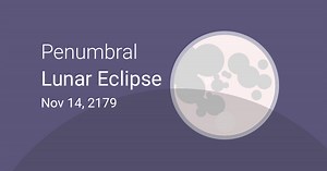 Penumbral Lunar Eclipse on November 14, 2179 – Where and When to See