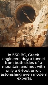 92K views · 437 reactions | In a stunning display of ancient engineering, Greek workers in 550 BC dug a tunnel from both sides of a mountain to build an aqueduct and met with only a 6-foot error. That kind of precision still impresses engineers today. | History Untold | Facebook