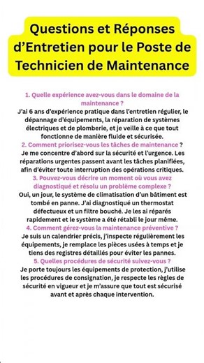 🚀 Réussir un Entretien Technicien de Maintenance – Top Réponses ! #shorts