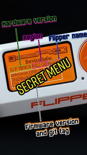 Flipper Zero hidden menu. How to know hardware version, device name, region code and firmware version on your #flipperzero