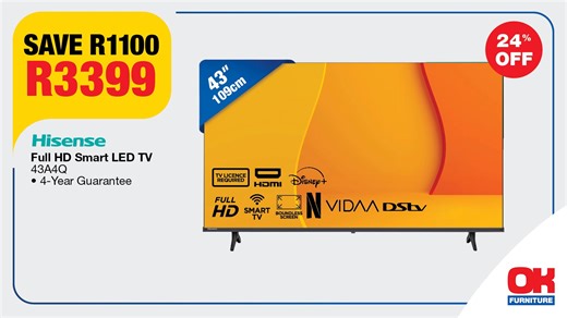 It’s still our BEST SALE EVER – and you’ll want to tune into these deals on TVs! We’re offering massive savings on must-have models, whether you’re wanting a huge screen or superior quality. Explore our catalogue now https://brnw.ch/21x0oVU and shop unbeatable prices on these upgrades until 8 March 2026, online or in-store at OK Furniture https://brnw.ch/21x0oVT. While stocks last. Ts & Cs apply. | OK Furniture