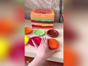 Stackable Burger Plate Set – 6-Layer Mini Ceramic Hamburger Plate Set, Cute Ceramic Hamburger Shaped Bowls and Plates for Hot Pot, Sushi, Snacks & Party Tableware