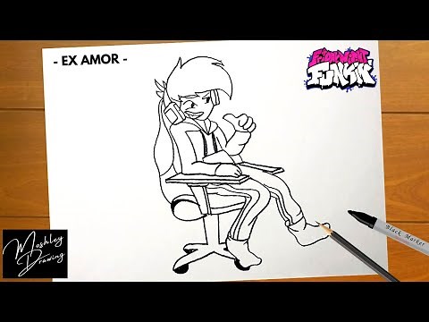 How to Draw EX AMOR from Friday Night Funkin Mod - Bob and Bosip FNF Mod