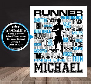 Runner Poster, Personalized Runner Word Art, Track and Field Sign, Track and Field Team Gift, Gift for Runner - Etsy
