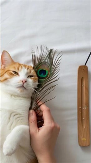 ASMR | Cat Spa Session: Incense & 3-Step Relaxation Massage (Gua Sha + Peacock Feather) 🧘‍♀️✨🐾