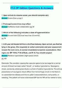ITLS 9th Edition Latest 2025 2026 Update Questions and Verified Answers 100 Correct Grade A596