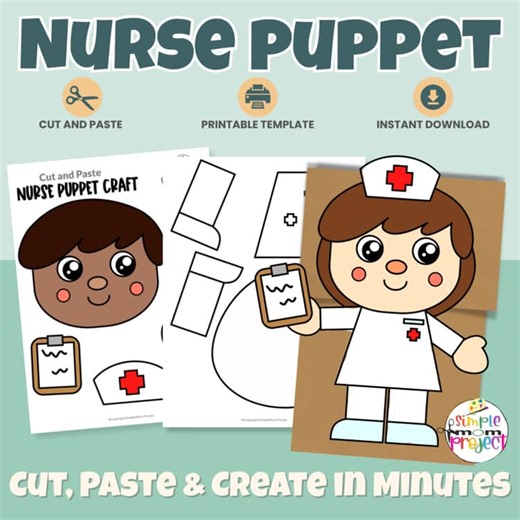 Nurse Community Helper Paper Bag Puppet – Printable Craft Template