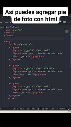 Utiliza estas etiquetas de html para agregar pie de foto a imagenes #programacionweb #html #programadoresweb #desarrolloweb #css | Progamacion web