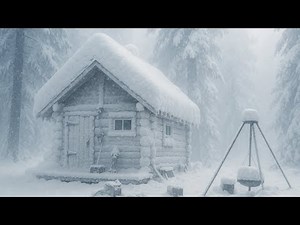 2 Days Surviving in an Off Grid Log Cabin | Solo Camping Winter in a Blizzard