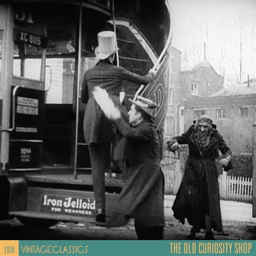 Shh, it's National Silent Movie Day. 🤫 In honour, enjoy this charming clip from Dickens' London. One of the oldest short films in our collection is ironically the most post-modern! Available in full as a special feature on THE OLD CURIOSITY SHOP. | Vintage Classics