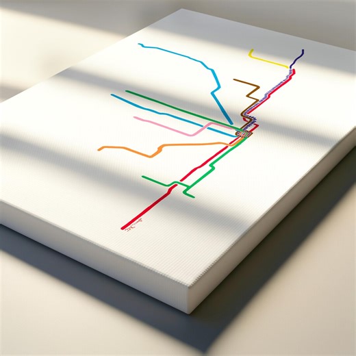 Chicago L Train Map Canvas Art Print