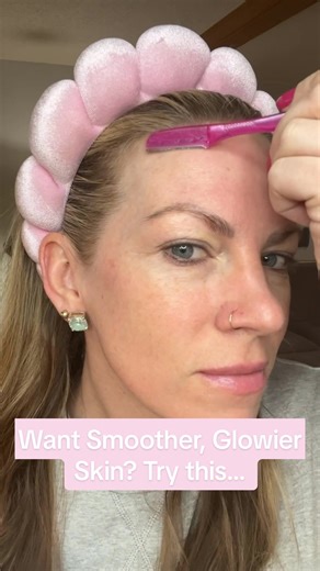 Dermaplaning is a must! Step 1… -Dampen your face. This is an important step so you don’t get razor burn! I generally do this in the bathroom mirror, so I used my spray bottle for this demonstration. -The blade is sharp, so you need to make sure you hold it at an angle on your skin, and gently stuff away the unwanted hair and dead skin! -No area is off limits to me. I’m especially furry by my ears and jawline- we call those your chops😂 Forehead, mustache, even between my brows. -Not shown here,