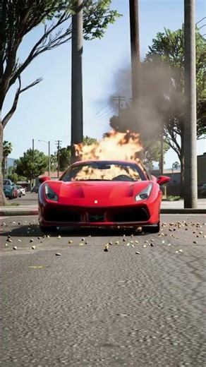 $300,000 Ferrari 488 GTB Explodes in Flames on the Street! 🔥 | Shocking Supercar Crash #Shorts #car