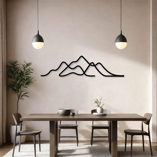 Mountain Metal Wall Art, Minimalist Mountain Decor, Cabin Wall Decor, Modern Landscape Wall Art, Rustic Home Decor - Etsy