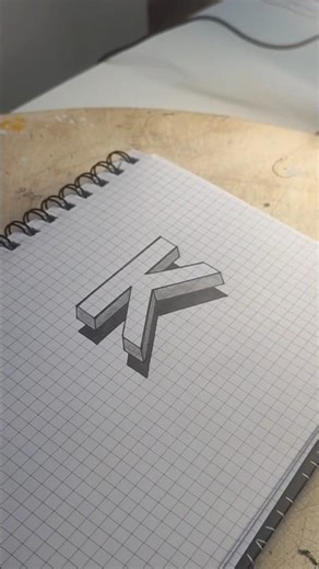 3d drawing letter K #3dart #drawing #shorts