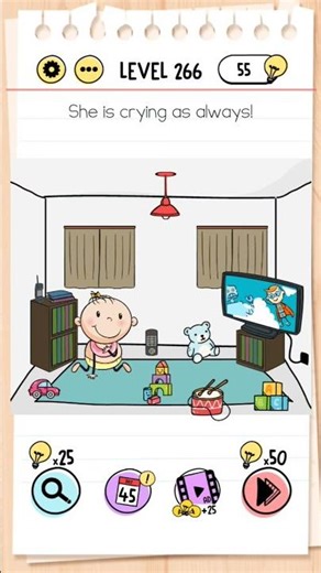 Brain Test Tricky Puzzles | Level 266 | She is crying as always! #braintestsolution #level266